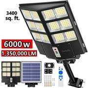 Gefolly 6000W Solar Street Lights Outdoor 1350000 LM w/Remote Control \u0026 Motion Sensor Waterproof for Garden, Yard, Path, Parking Lot